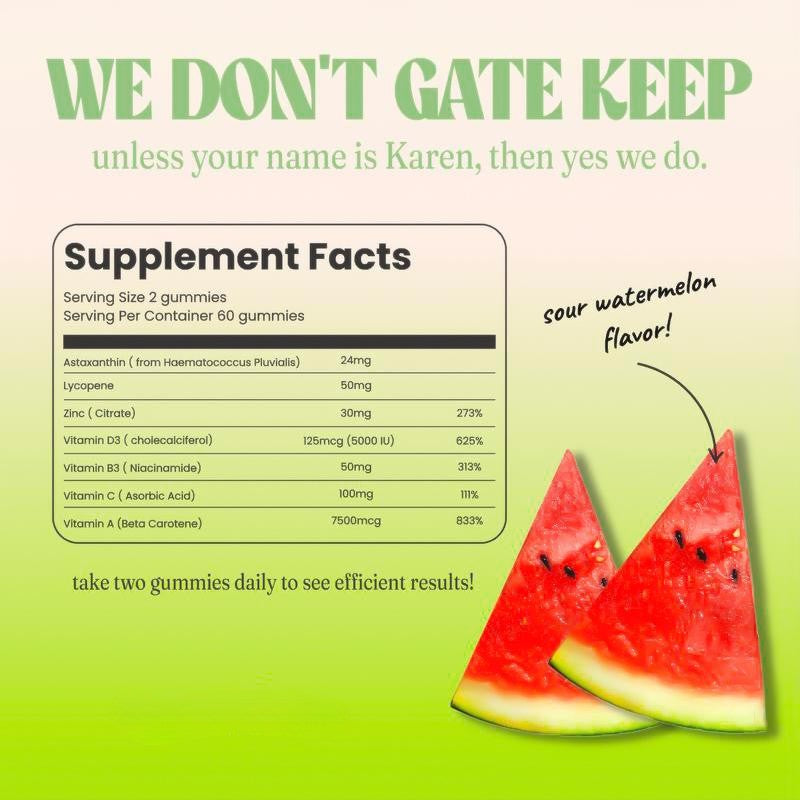 Manaplus - 60 Natural Tanning Gummies Sour Watermelon Flavor